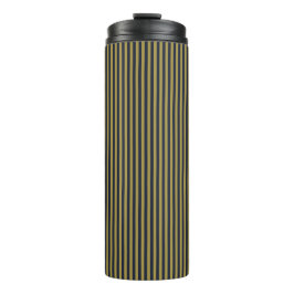 Elegante dunne gouden en marineblauwe verticale st thermosbeker