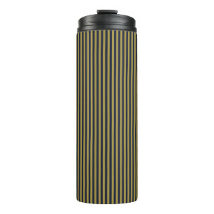 Elegante dunne gouden en marineblauwe verticale st thermosbeker