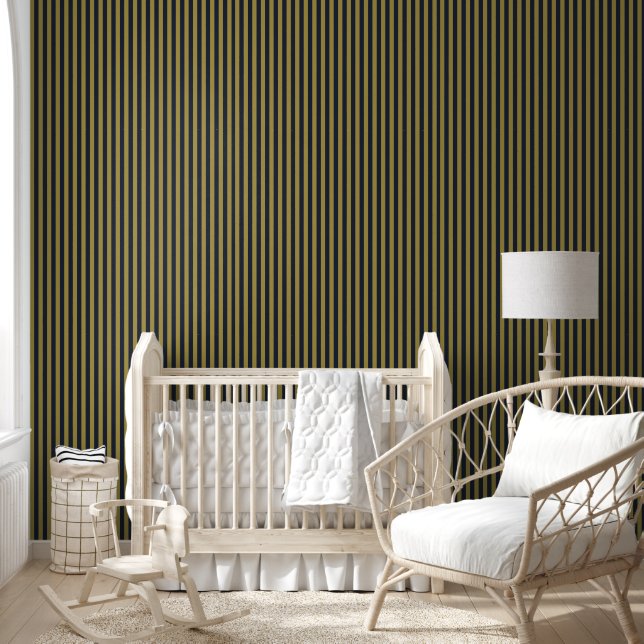 Elegante dunne gouden & marine blauwe verticale st behang (Kinderen)