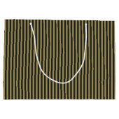 Elegante dunne gouden & marine blauwe verticale st groot cadeauzakje (Achterkant)