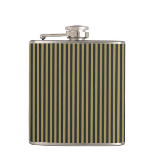 Elegante dunne gouden & marine blauwe verticale st heupfles