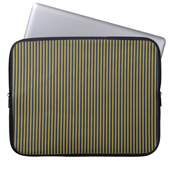 Elegante dunne gouden & marine blauwe verticale st laptop sleeve (Voorkant)