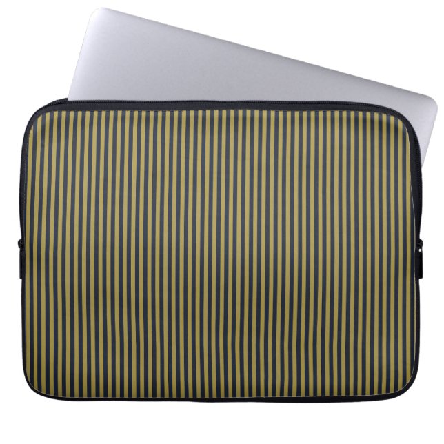Elegante dunne gouden & marine blauwe verticale st laptop sleeve (Voorkant)