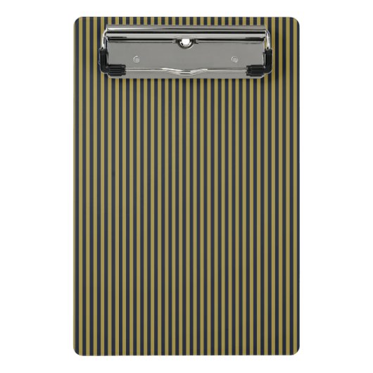 Elegante dunne gouden & marine blauwe verticale st mini klembord (Voorkant)