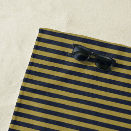Elegante dunne gouden & marine blauwe verticale st strandlaken
