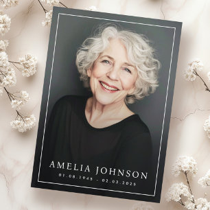 Elegante dunne rand foto begrafenissympathie bedankkaart