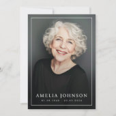 Elegante dunne rand foto begrafenissympathie bedankkaart (Voorkant)