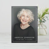 Elegante dunne rand foto begrafenissympathie bedankkaart (Staand voorkant)