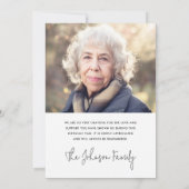 Elegante dunne rand foto begrafenissympathie bedankkaart (Achterkant)