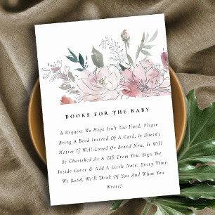 Elegante Dusky Blush Bloemen Boeken voor Baby show Informatiekaartje