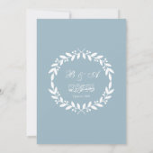 Elegante Dusty Blauw en Wit Blad Islamitische brui Kaart (Achterkant)