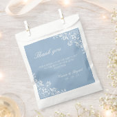 Elegante Dusty Blauw en Wit bruiloft Dank u Bedankzakje (Geknipt)