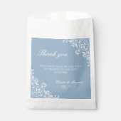 Elegante Dusty Blauw en Wit bruiloft Dank u Bedankzakje (Voorkant)