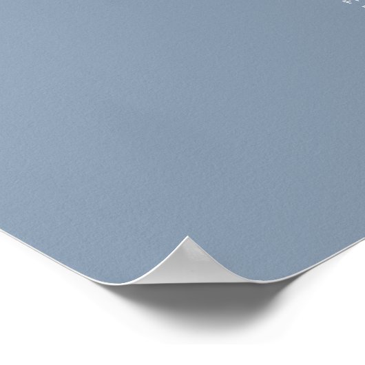 Elegante Dusty Blue 7 Tafel Trouwstoel Grafiek Poster (Hoek)