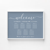 Elegante Dusty Blue 7 Tafel Trouwstoel Grafiek Poster