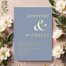 Elegante Dusty Blue Ampersand Wedding Gold