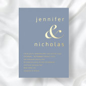 Elegante Dusty Blue Ampersand Wedding Gold Folie Uitnodiging