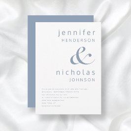 Elegante Dusty Blue Ampersand Wedding Kaart