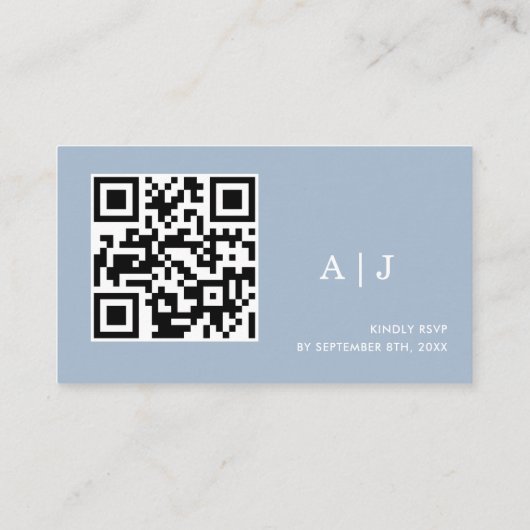 Elegante Dusty Blue and White Wedding Website Informatiekaartje (Achterkant)