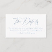 Elegante Dusty Blue and White Wedding Website Informatiekaartje (Voorkant)