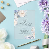 Elegante Dusty Blue Blush Botanical Floral Wedding Acryl Uitnodigingen (Insitu (Huwelijk))