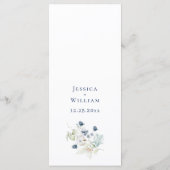 Elegante Dusty Blue Bohemian Winter Foliage Weddin Menu (Achterkant)