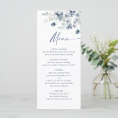 Elegante Dusty Blue Bohemian Winter Foliage Weddin Menu (Staand voorkant)