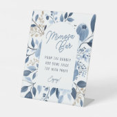 Elegante Dusty Blue Boho Vrijgezellenfeest Mimosa  Reclamebord Met Voetstuk (Voorkant)