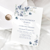 Elegante Dusty Blue Boho Winter ENGAGEMENT PARTY Kaart
