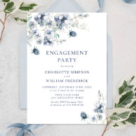 Elegante Dusty Blue Boho Winter ENGAGEMENT PARTY Kaart