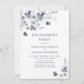 Elegante Dusty Blue Boho Winter ENGAGEMENT PARTY Kaart (Voorkant)