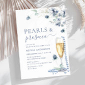 Elegante Dusty Blue Boho Winter PEARLS & Prosecco Kaart