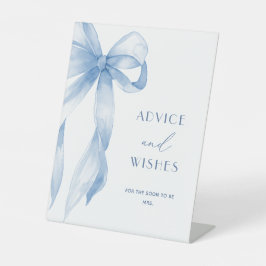Elegante Dusty Blue Bow Advies & Wensen Reclamebord Met Voetstuk
