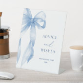 Elegante Dusty Blue Bow Advies & Wensen Reclamebord Met Voetstuk (Insitu)