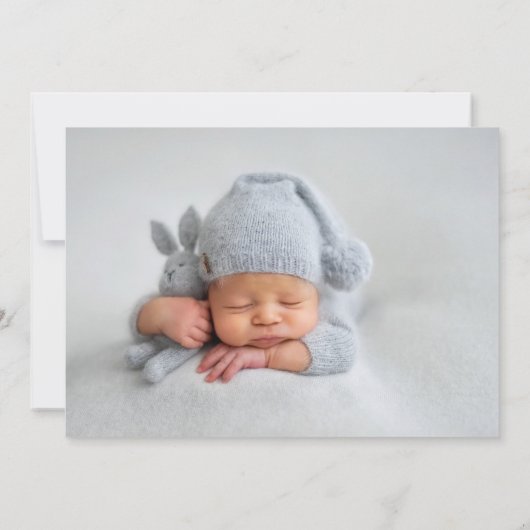 Elegante Dusty Blue Bow Baby Boy 2 Foto Geboorte Aankondiging (Achterkant)