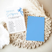 Elegante Dusty Blue Bow Bridal Scattergories Game Kaart