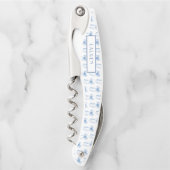 Elegante Dusty Blue Bow Naam Kurkentrekker (Voorkant)