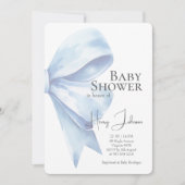 Elegante Dusty Blue Bow Waterverf Baby shower Boy Kaart (Voorkant)