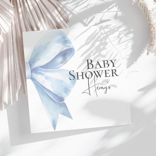 Elegante Dusty Blue Bow Waterverf Baby shower Boy Servet