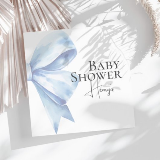 Elegante Dusty Blue Bow Waterverf Baby shower Boy Servet