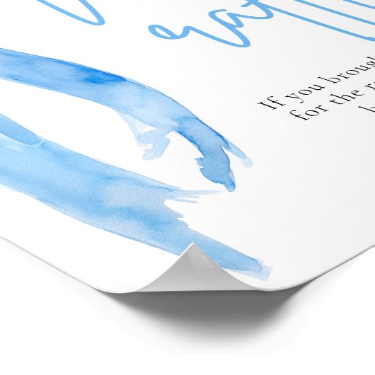 Elegante Dusty Blue Bow Wine Raffle Game Sign Poster (Hoek)