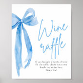 Elegante Dusty Blue Bow Wine Raffle Game Sign Poster (Voorkant)