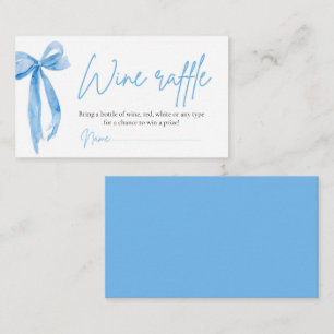 Elegante Dusty Blue Bow Wine Raffle Game Ticket Informatiekaartje