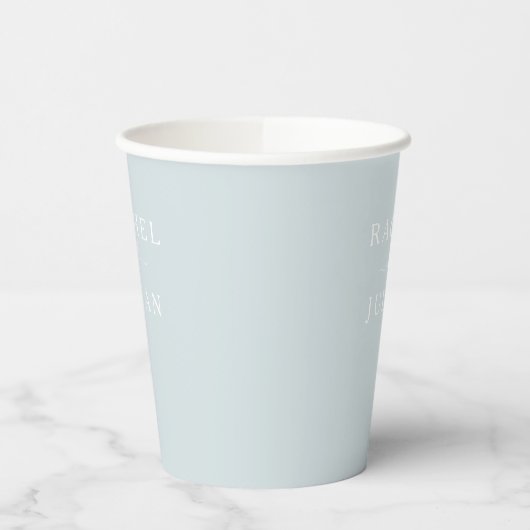 elegante dusty blue bruiloft cups papieren bekers (Links)