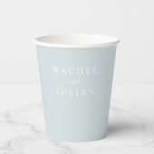 elegante dusty blue bruiloft cups papieren bekers (Voorkant)