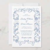 Elegante  Dusty Blue  bruiloft Kaart (Voorkant)