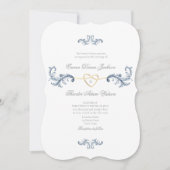Elegante Dusty Blue bruiloft uitnodiging met QR-co (Voorkant)