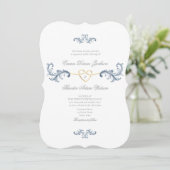 Elegante Dusty Blue bruiloft uitnodiging met QR-co (Staand voorkant)