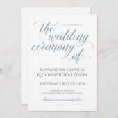 Elegante Dusty Blue bruiloft uitnodigingen-kalligr Kaart (Voorkant / Achterkant)