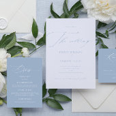 Elegante Dusty Blue CalligraphyTrouwdetails Kaart